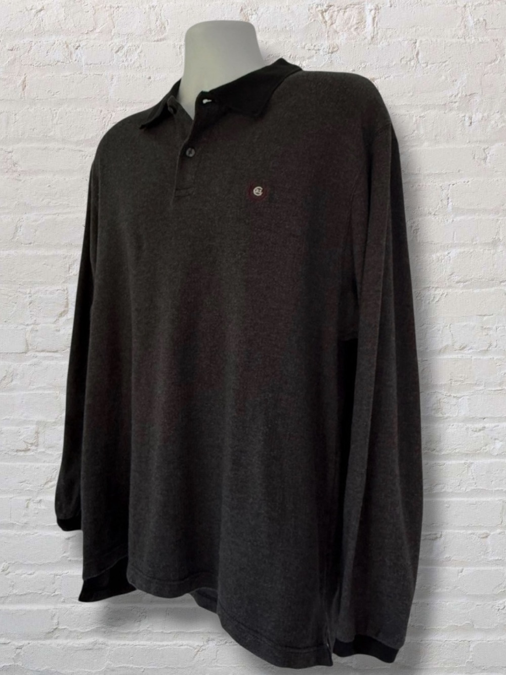 Vintage Chaps Ralph Lauren Long Sleeve Gray Polo - Shirt Size - XL